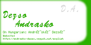 dezso andrasko business card